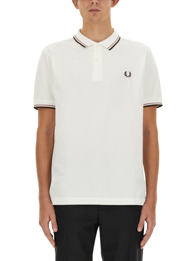 Fred Perry Embroidered-logo Polo Shirt In White