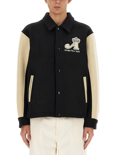 Awake Ny Varsity Jacket With Logo In Black