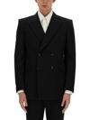 Alexander Mcqueen Double-breasted Tailored Jacket Structured Shoulders In Black