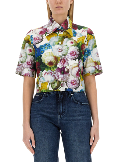 Dolce & Gabbana Night Flower Print Shirt In Multicolour