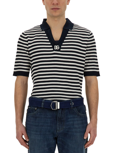 Dolce & Gabbana V-neck Polo Shirt In Multicolour