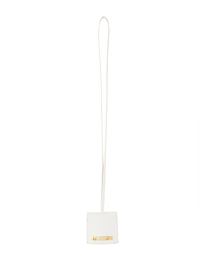 Jacquemus Le Porte Cle Bagage White Key-chain With Logo Lettering In Smooth Leather Man