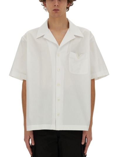 Valentino Short Sleeve Cotton Shirt In White