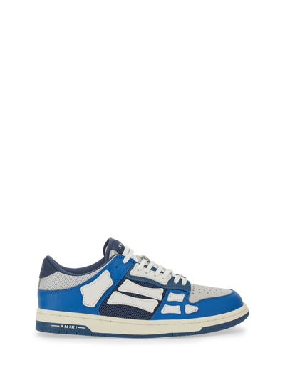 Amiri Leather Trainers With Iconic Bones In Blue