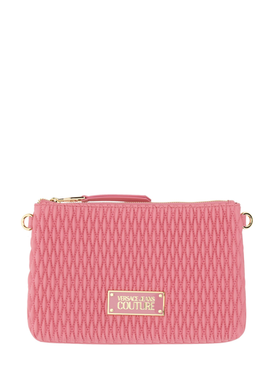 Versace Jeans Couture Clutch Bag With Logo In Pink