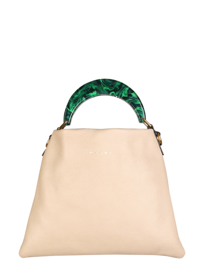 Marni Small "patent Leather" Hobo Bag In Beige