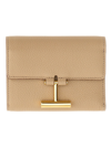 Tom Ford Leather Wallet Featuring Gold-tone Hardware In Beige