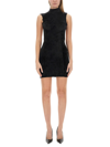 Gcds Black Stretch Velvet Sleeveless Minidress In Black