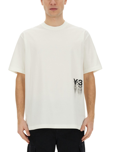 Y-3 Blur Logo T-shirt In Cream