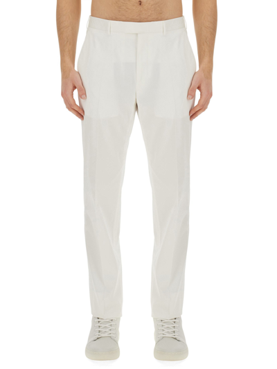Zegna Slim-fit Straight-leg Stretch-cotton Twill Trousers In White