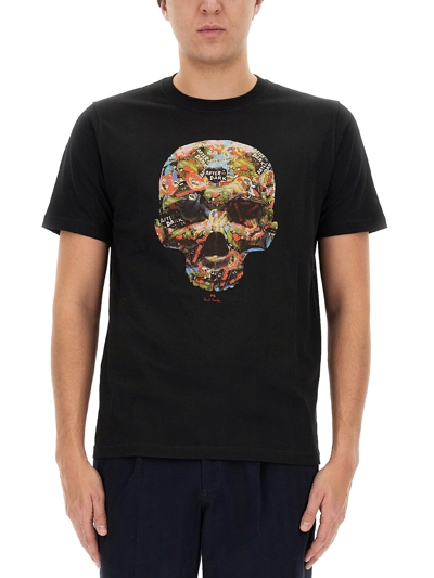 Ps By Paul Smith Skull Print T-shirt In Black