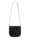 Jil Sander Leather Coin Shoulder Bag With Gold-tone Clasp In Black
