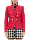 Balmain Wool Double-breasted Blazer In Fuchsia