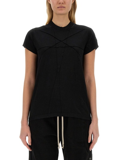 Rick Owens Drkshdw Cotton T-shirt With Tone-on-tone Stitching In Black