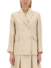 S Max Mara Laura's Double-breasted Linen Bl In Beige