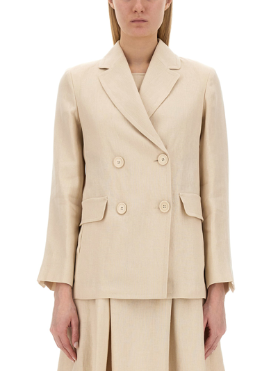 's Max Mara Scrigno Jersey Double Breasted Jacket In Beige
