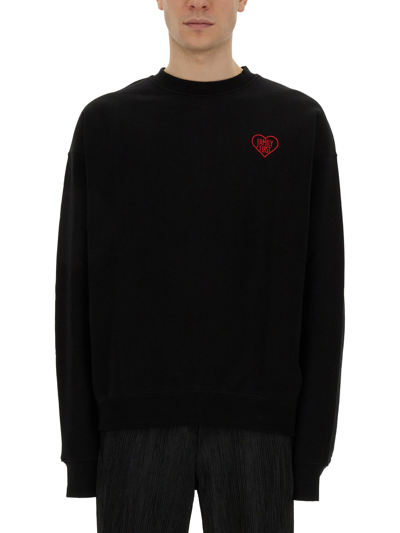 Family First Sweatshirt With Heart Embroidery In Black