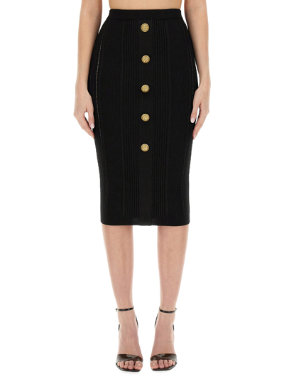 Balmain Knit Skirt In Black