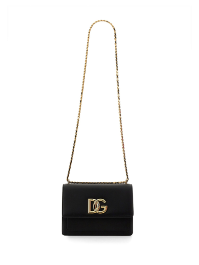 Dolce & Gabbana Logo Leather Shoulder Bag In Black