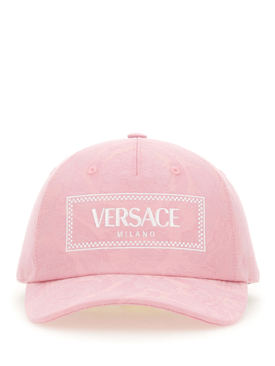 Versace Baseball Hat With Logo In Denim