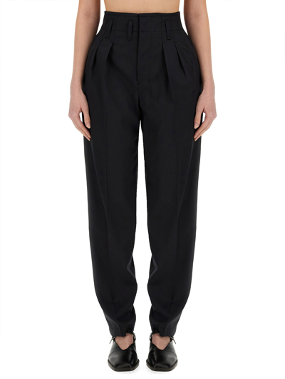 Lemaire Tailored Pleated Wool Pants In Black