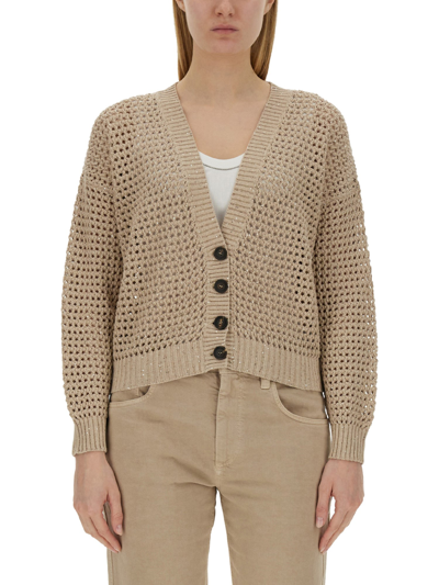 Brunello Cucinelli Knitted Cardigan In Beige