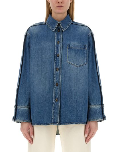 Victoria Beckham Overszie Fit Shirt In Denim