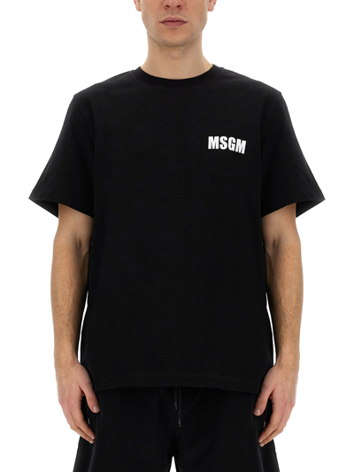 Msgm T-shirt With Logo In Black