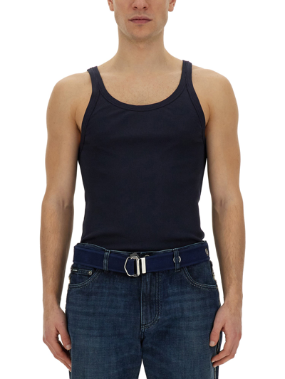 Dolce & Gabbana Ribbed Tank Top In Blue