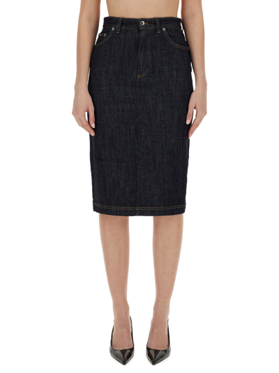 Dolce & Gabbana Midi Skirt In Denim