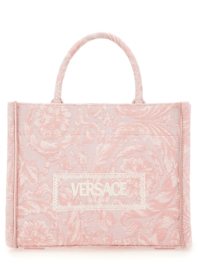 Versace Designer Handbags Shopper Bag "athena" Small In Pink