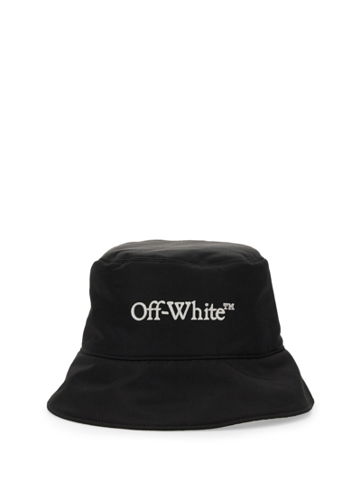 Off-white Bucket Hat With Logo In Black