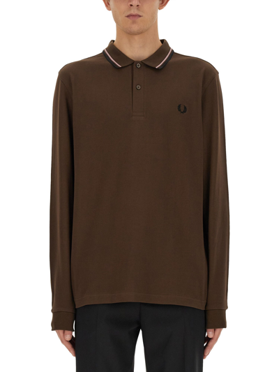 Fred Perry Logo-embroidered Cotton Polo Shirt In Brown