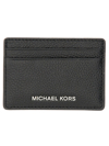 Michael Michael Kors Pebbled Calfskin Card Holder In Black