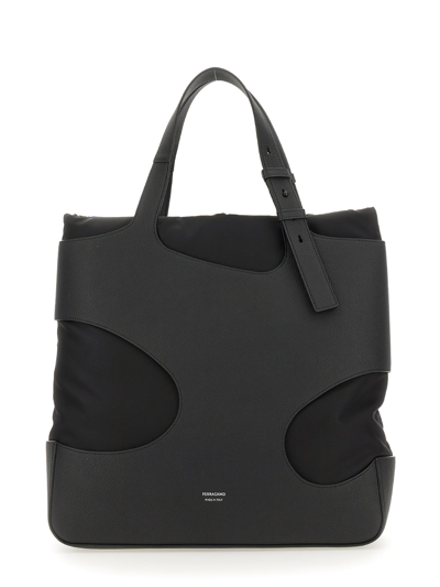 Ferragamo Tote Bag With Cut Out In Black