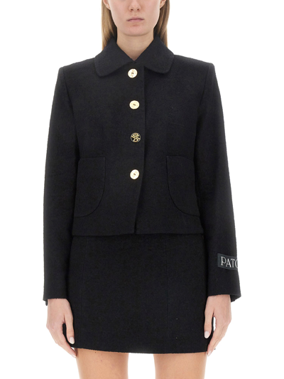 Patou Logo-patch Tailored Jacket In Black