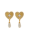ALESSANDRA RICH METAL HEART EARRINGS WITH CRYSTALS