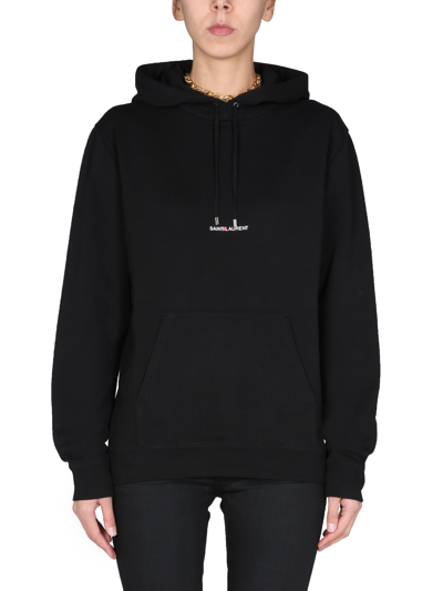 Saint Laurent Sweatshirt With Logo Print In Black