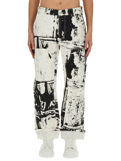 ALEXANDER MCQUEEN WORKWEAR JEANS WITH FOLD PRINT