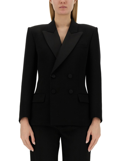 Saint Laurent Tuxedo Jacket In Grain De Poudre In Black
