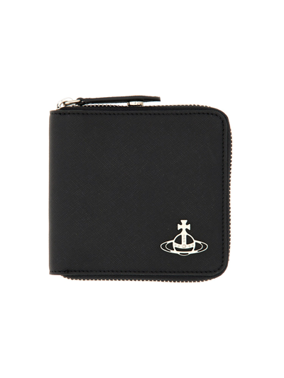 Vivienne Westwood Square Zippered Wallet In Black