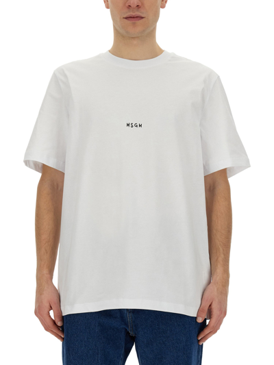 Msgm T-shirt With Logo In White