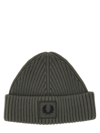 Fred Perry Logo Embellished Beanie Hat In Grey