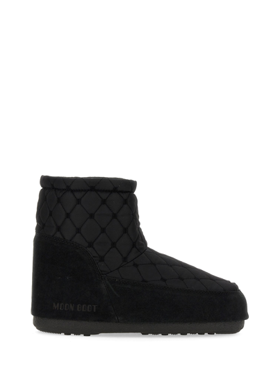 Moon Boot Icon Low Suede-trimmed Quilted Shell Snow Boots In Black