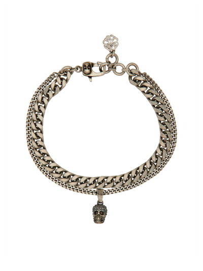 Alexander Mcqueen Double Twist Chain Bracelet In Silver