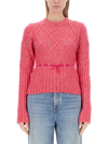 Cormio Oma 5 Embroidered Wool Blend Sweater In Fuchsia