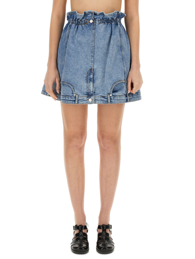 Moschino Jeans Mini Full Skirt In Navy