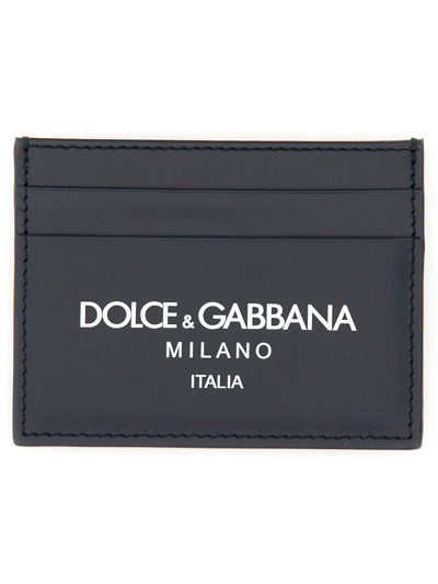 Dolce & Gabbana Blue Leather Holder Pocket Condom Case
