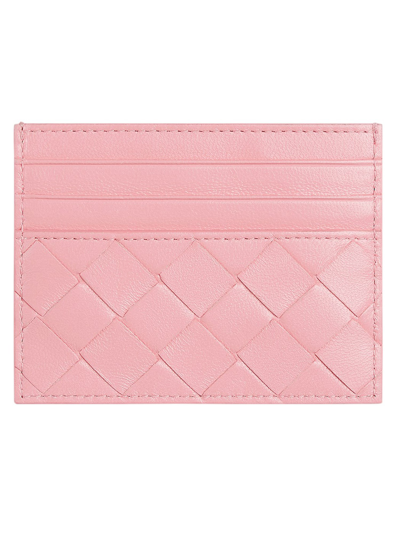Bottega Veneta Woven Credit Card Holder In Pink