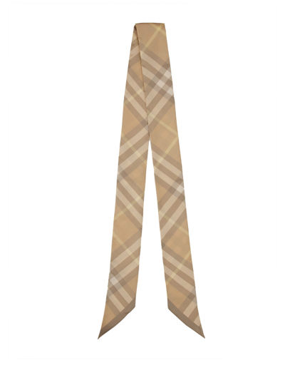 Burberry Thin Silk Check Scarf In Neutral